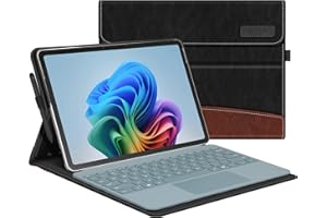 FINTIE Custodia per Microsoft Surface Pro 12 Pollici 1a Edition (2025), [Multi-angli] Portfolio Business Cover con Tasca e Portapenne, Compatibile con Tastiera Type Cover, (Nero/Marrone)