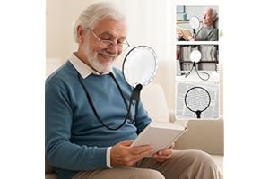 ‎GARMEE 5X Hände-freie Lupe zum Umhängen,3-in-1 Tischlupe, Handlupe und Halsband-Freisprechlupe,Vergrößerungsglas für Senioren,Lesehilfe für kleine Drucke,Low Vision Senioren mit alternden Augen