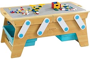 KidKraft Building Bricks Play N Store Wooden Activity Table, Children's Toy Storage with Bins, 200+ Blocks Included, 17512
