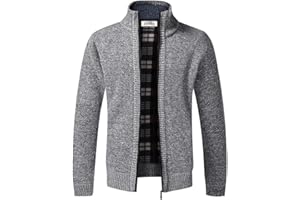 Jinsha Cardigan da Uomo Lavorato a Maglia, con Cerniera Intera, Caldo Maglione Invernale Foderato in Pile
