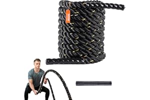 VEVOR Corda da Allenamento in Poliestere 38 mm, Esercizi Pesanti per Palestra Casa, Battle Rope da Allenamento della Forza del Core, Sviluppo Muscolare, Fitness, Corda da Combattimento per Palestra