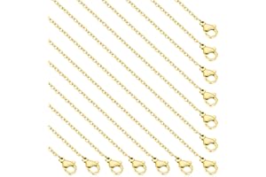 MOZEAT LENS 10Pcs Necklace Chains Gold Stainless Steel Necklace Link Cable Chain Lobster Clasp for Jewelry Making, 18 Inches