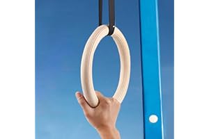 Alacritua Wooden Gym Rings Gym Rings Training Rings Fitness Rings Gymnastics Rings for Indoor and Outdoor Use Wooden Rings