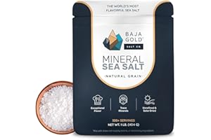 Baja Gold Mineral Sea Salt -Natural Grain Salt for Cooking & Baking | Authentic Baja Salt | Ideal for All Culinary Creations | 454 g. Resealable Bag, 300+ Servings