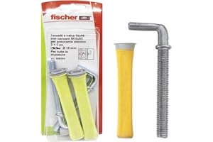 Fischer 2 Tasselli A Calza 16x85 Con Gancio a Elle 10x93, per Fissaggio con Ancorante Chimico con Barre M10, 2 Pz