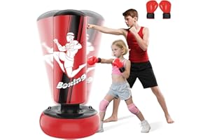 JUOIFIP Sacco da boxe bambini - Set di sacco boxe autoportanti da 160 cm con guantoni da boxe - Sacco da kickboxing gonfiabile Dinosauro feroce per allenamento Karate Taekwondo MMA