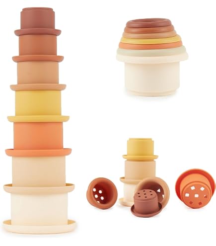 Ravensburger Play+ Puzzle A Ventosa Nido D'uccello, 4 Bicchieri Impilabili In Silicone Con Sonaglio, Da 6 Mesi, Montessori