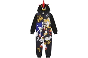 Sonic The Hedgehog, Combinaison à capuche pour garçons ou filles, pyjama tout-en-un, ombre, noir, âge 4-14 ans