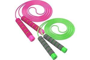 Svkiyang Skipping Rope Kids,Skipping Ropes For Children Adjustable 2 Pack,Comfort Sponge Handle,Tangle Free Jump Rope For Kids Girls Boys