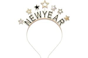 Charfia Happy New Year Haarreif, 2026 Haarschmuck Haarreifen, Silvester Kopfschmuck Erwachsene Outfit Damen Herren Kinder Haarreif Silvester Accessoires Geschenke