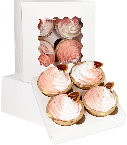 Coolty 15 Scatole Per Cupcake Con Finestra E Inserti – Cartone Robusto, 6 Fori, Marrone – Per Muffin, Dolci, Regali - 5