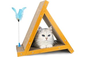 ENJOYNEST Tabla rascadora para Gatos, rascador Triangular para Gatos, Alfombrilla rascadora Duradera para Gatos con 3 Lados Reversibles, cartón reemplazable, Juguetes con Varita para Gatos y Hierba gatera