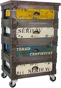 Industrie Design Kommode Metall Optik Holz Konsole Shabby Chic Loft