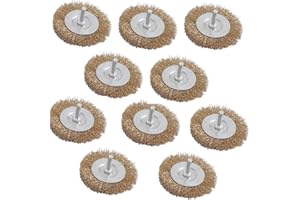 SEIWEI 10Pcs Wire Wheel Brush, Coarse Steel Wires Polishing Wheels Attachment with 6mm Shank for Descaling and Rust Removal (40mm)