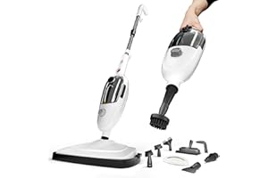 Avalla T-5 Balai Vapeur Nettoyeur haute pression 1300W; avec 7 Accessoires et mode portable Combi-Clean, Élimine 99,9% des Bactéries et Germes Tués - Durée de 25 minutes