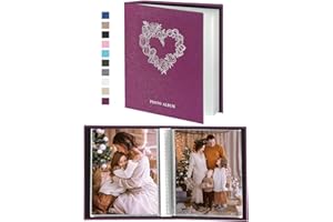 Miaikoe Small Photo Album 6x4 52 Pockets 2 Packs, Slip in Top Loading Mini Linen Album Book Holds 100 Vertical 10x15cm Photos for Family Wedding Anniversary (Purple)