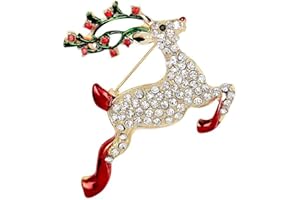 MEISH Reindeer Christmas Brooch - Rhinestone Animal Pin for Lapel - Fashion Jewelry Holiday Party Gift for Women Men