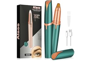 Alaoo Eyebrow Trimmer dla kobiet, elektryczna maszynka do brwi i depilator twarzy dla kobiet, ładowana przez USB depilacja ciała, włosów na twarzy, ust i podbródka, ze światłem LED (zielone)