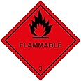 HA085 Hazard Sign FLAMMABLE 3 100mm x 100mm .STICKER/SAV - WHITE BACKGROUND
