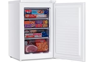 Teknix LBF085H Freestanding Undercounter Freezer - 55cm Width - 90 Litre Capacity - 4 Large Compartments - 4 Star Freezer Rating - White