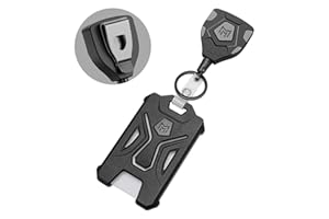 MNGARISTA Porte-badge rétractable avec clip de ceinture, porte-badge d'identification robuste avec mousqueton rétractable de 80 cm, noir