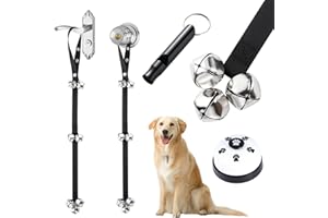 Yizerel 2 Pack Dog Doorbells, Dog Training Bells for Go Outside Potty Training Bell Communication Device, Adjustable Strap Door Bell, Dog Bells Puppy Training Bell with Free Whistle