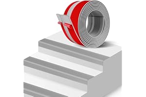 ZZLQIAN Stair Anti Slip Nosing, Self Adhesive Flexible Angle Edging Strip,Step Edge Trim,Molding Trim,Treads Edge Protector for Outdoor & Indoor Uses(1M,50x25mm Grey)