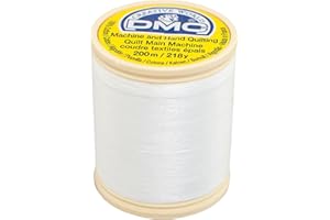 DMC - Fil à Quilter - Fil à Coudre | 100% Coton - Fil Fin, Soyeux, Doux et très résistant | Idéal pour Le Quilt et Le Patchwork, Main et Machine | Bobines 200 m - 106 Coloris