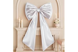 Froova Huge Bow Decor 40x24 In Big White Large Coquette Bow for Backdrop Wedding Bride Birthday Decorations for Girls Women, Satin Ribbon Tie Hanging Coquette Wall Decor (Internal Stability Layer)