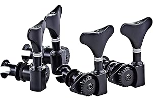 ORTEGA GUITARS Ortega OTMUB-GB - Set di Meccaniche per Ukulele basso, aperte, Colore: Nero Lucido