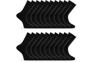 Basic Treasure Lot de 20 paires de chaussettes pour homme - Coton respirant - Coloris Noir, Bleu ou Gris - Tailles 39-42, 43-46, 47-49