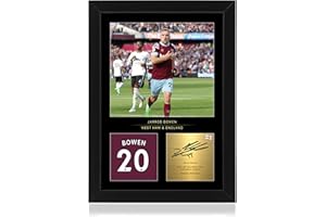 Win FC Jarrod Bowen A4 Framed Photo Display - Reproduced Digital Signature - Gift For West Ham Fans