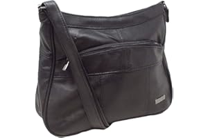 Quenchy London Italian Leather Ladies Handbag Black Soft Leather Shoulder Bag 7691