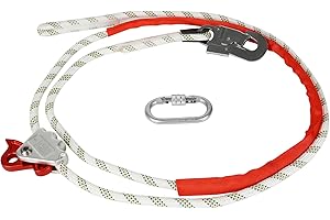 Jackfru Guinzaglio di sicurezza anticaduta, corda per attrezzi con moschettone e estremità regolabile con passante/corda per attrezzi retrattile, strumento di protezione anticaduta (10 m)