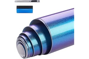 NewL Lámina de Vinilo de camaleón de Alto Brillo, Azul a Morado, Brillante, para Coche, sin Burbujas, para decoración Exterior del Cuerpo, 10 cm x 100 cm