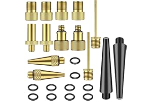 NATUCE 24PCS Brass Bike Pump Adapter, Bicycle Valve Adapter Set, Schrader Valve, Presta Valve, Bicycle Inflator Kit, DV AV SV Bike Valve Adaptor Adapter Converter for Tire Inflator Air Pump Compressor