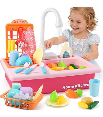 FRUSE Kinderwaschbecken Spielzeug,Spielspüle Spielzeug mit Elektrischen Wasserhahn,Spielzeugzubehör für die Spielküche,Wasserspielzeug,Angelspielzeug,Waschbecken für Kinder ab 3 Jahre(Grün FRUSE Kinderwaschbecken Spielzeug,Spielspüle Spielzeug mit Elektrischen Wasserhahn,Spielzeugzubehör für die Spielküche,Wasserspielzeug,Angelspielzeug,Waschbecken für Kinder ab 3 Jahre(Grün