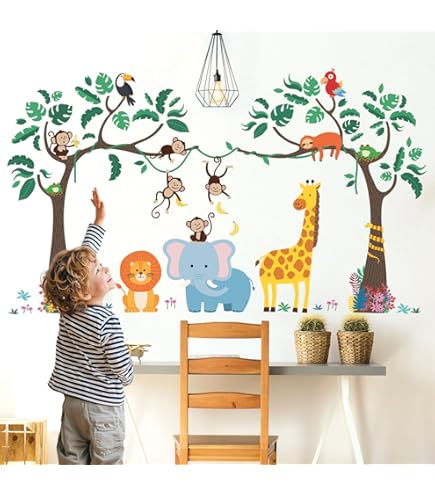 DECOWALL DS12-8069 Stickers Muraux Animaux De La Jungle