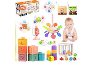 Richday 8 in 1 Montessori Jouets pour Enfants pour 6-12-18mois Empilage Blocs de Construction Corbeille Sensorielle Jouets de Dentition neonati Ragazze Ragazzi giocattoli Regali.