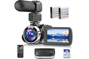 HOJOCOJO Videocámara Digital 4K 42MP, Cámara Vlogging con IR Visión Nocturna 18X Zoom Digital, Cámara de Vídeo con 3.0" Pantalla 270° Rotativo Camcorder con micrófono, Control Remoto,2 Baterías,Tarjeta SD