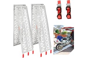 Gimisgu Lot de 2 rampes de chargement pliables en aluminium - Rampe de chargement antidérapante - Pour moto, remorque, tondeuse à gazon - 226 x 30,5 x 5,5 cm - Charge maximale : 340 kg Argenté 2x