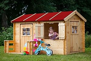 Casetta legno per bambini - Casetta giocattolo per bambini - L184xL241xA151cm/ 2.63m2 - Casetta da gioco da esterno - Casetta da giardino Timbela M503