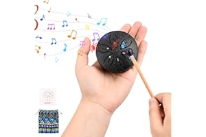 NathrBTV Tambor de Hendidura de Lengüeta de Acero 3 Pulgadas 6 Notas Tambor de Lengua Con Baquetas Adecuado Para Yoga Meditación y Alivio Del Estrés