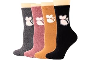 WYMAODAN Chaussettes en laine pour femmes, chaussettes pour chat romanes et mignonnes adaptées aux femmes et aux filles