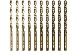 SALI Cobalt Drill Bit Set 10Pcs 5.5mm M35 High Speed Steel Jobber Drill Bit Kit (HSS) Twist Drill Bits for Hardened Metal, Stainless Steel, Cast Iron, Wood and Plastic, with Index Storage Case