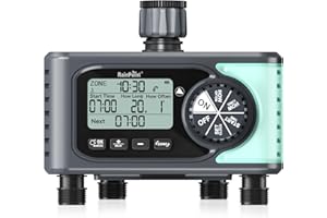RAINPOINT Bewässerungscomputer 4 Ausgänge, Wasserzeitschaltuhr mit Regenverzögerung/Manueller Bewässerung, Automatische Bewässerung für Rasen und Garten