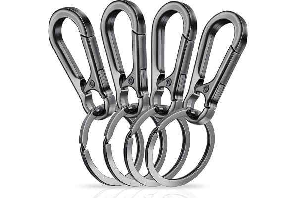 Amaxiu Slitstark nyckelring i metall, zinklegerings-nyckelring med snabbfrigörande karbinhake, för bilnyckel, unisex