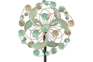GOUISALIN Moulin à Vent Solaire, Sculptures cinétiques à Vent à Lame Double Direction pour l'extérieur, Moulin à Vent Cinétique Éoliennes décoratives pour terrasse pelouse et Jardin (Bronze)