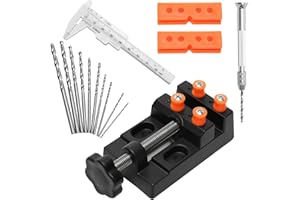 FL HUA 10 Pcs Hand Drill Bits Set and Adjustable Small Drill Press Vise, Black Metals Precision Pin Vise Hobby Drill, Pin Vise Mini Drill Set Making for Woodworking Model Jewelry