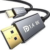 Silkland Mini DisplayPort auf DisplayPort 1.4 Kabel 8K@60Hz 4K@144Hz, Mini DP 1.4 zu DP mit HDR HBR3 DSC1.2 G-Sync FreeSync H
